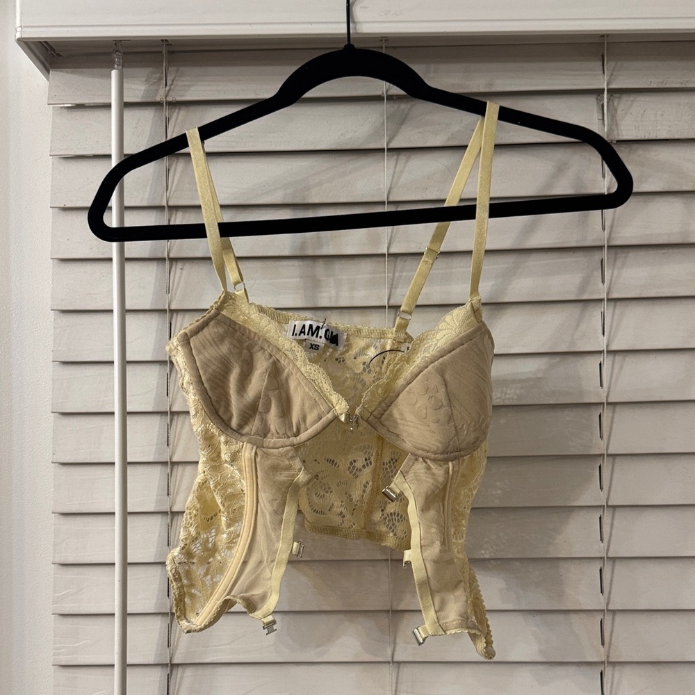 I am Gia SZ xs Yellow Lace Bustier Top